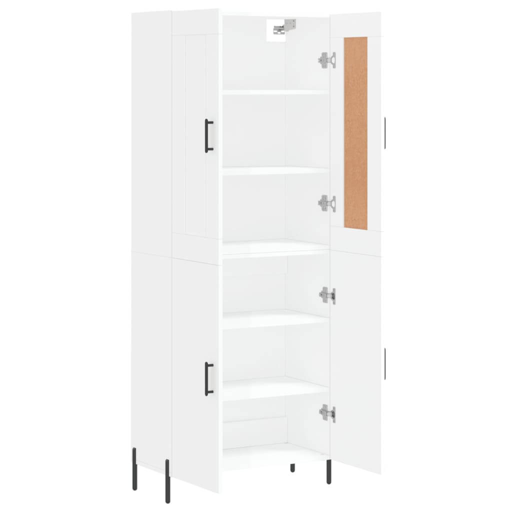 Aparador Alto Madera Contrachapada Blanco Brillo 69,5x34x180 Cm_3