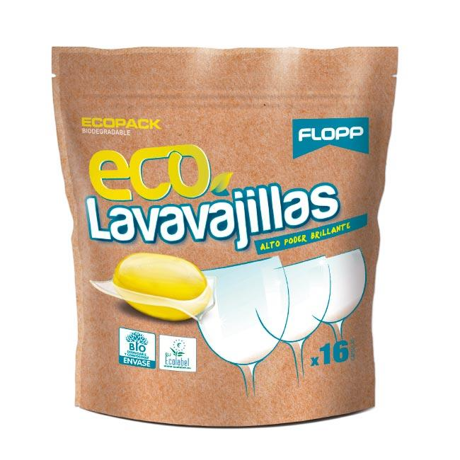 ECO Flopp Gel para máquina de lavar louça 16 cápsulas