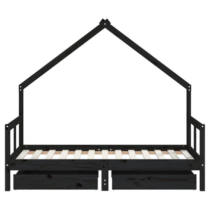 Vidaxl Estructura Cama Infantil Y Cajones Madera Pino Negro 80x160 Cm_4