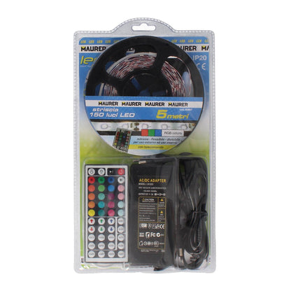 Tira Led Multicolor Rgb Con Mando Adhesiva Con 150 Leds 36 W 12 V. 850 Lumenes Luz Multicolor Ip 20 5 Metros_3