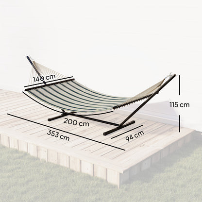 Outsunny Hamaca Con Soporte Almohada Desmontable 353x94x115 Cm Verde_2