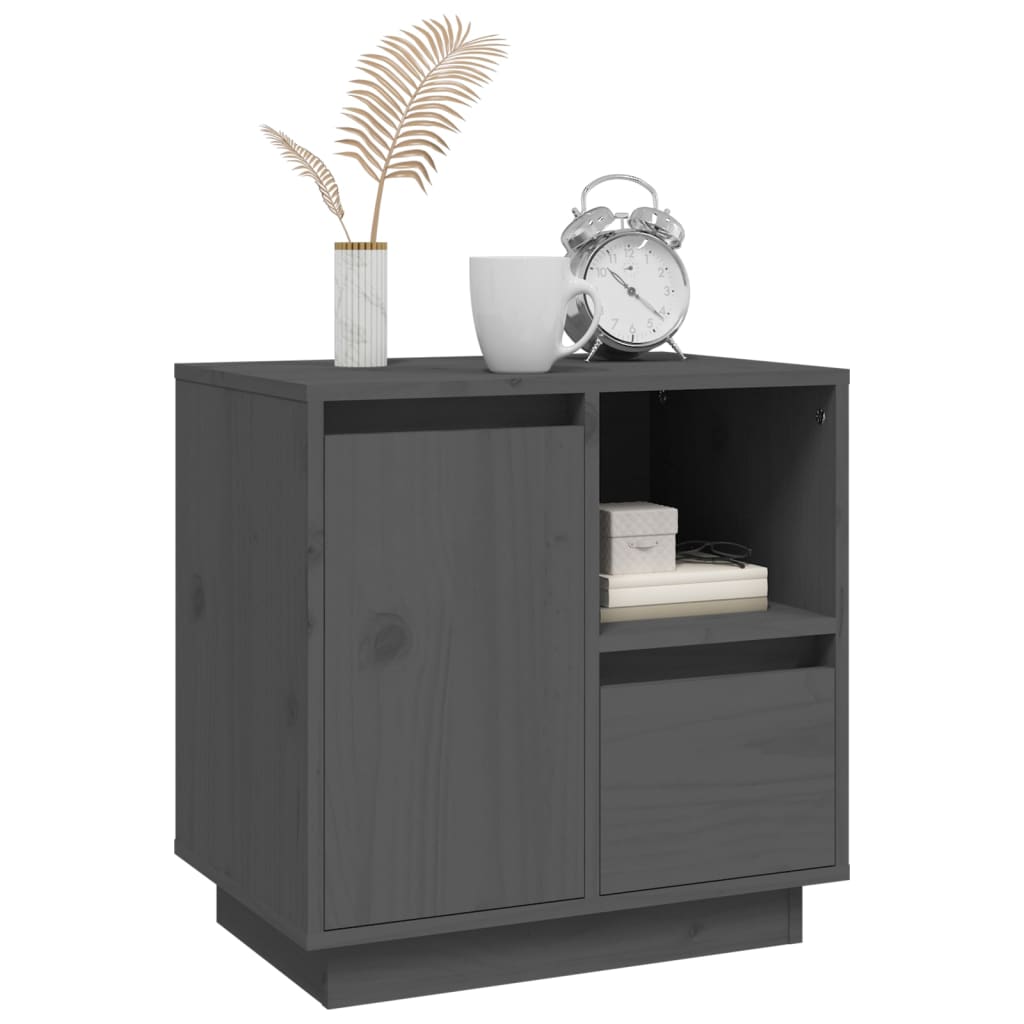 Mesitas De Noche 2 Uds Madera Maciza Pino Gris 50x34x50 Cm_3