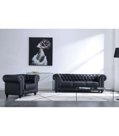 Sillón Chesterfield Tapizado En Símil Piel Negro, 115 Cm(ancho) 75 Cm(altura) 84 Cm(fondo)._2