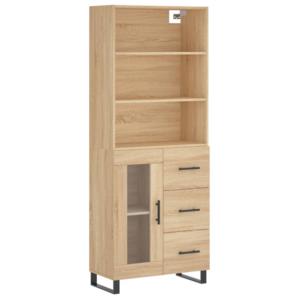 Aparador Alto Madera Contrachapada Color Roble 69,5x34x180 Cm_1