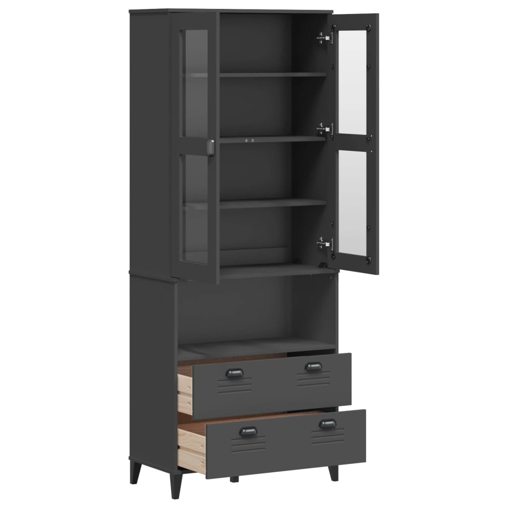 Aparador Alto Viken Madera De Pino Gris Antracita 80x40x200 Cm / Vetonek_4