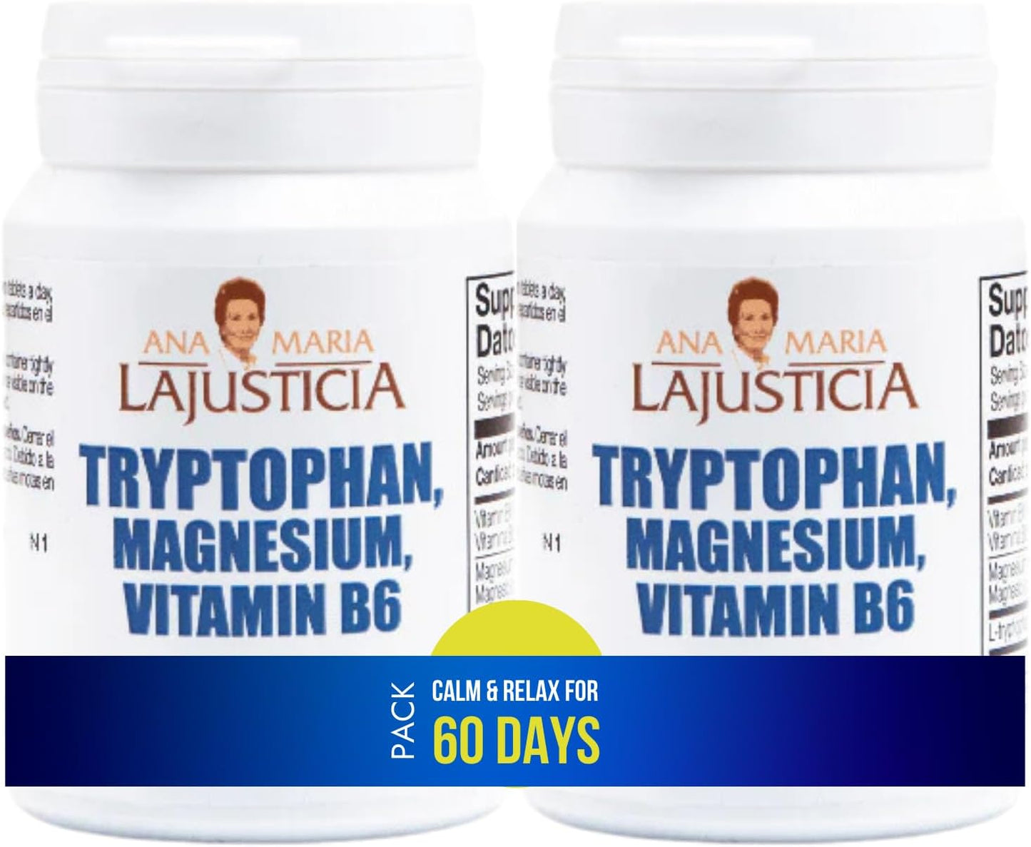 Pack 2xTriptofano com Magnésio e Vit B6 Ana María LaJusticia, 2 unidades de 60 comprimidos