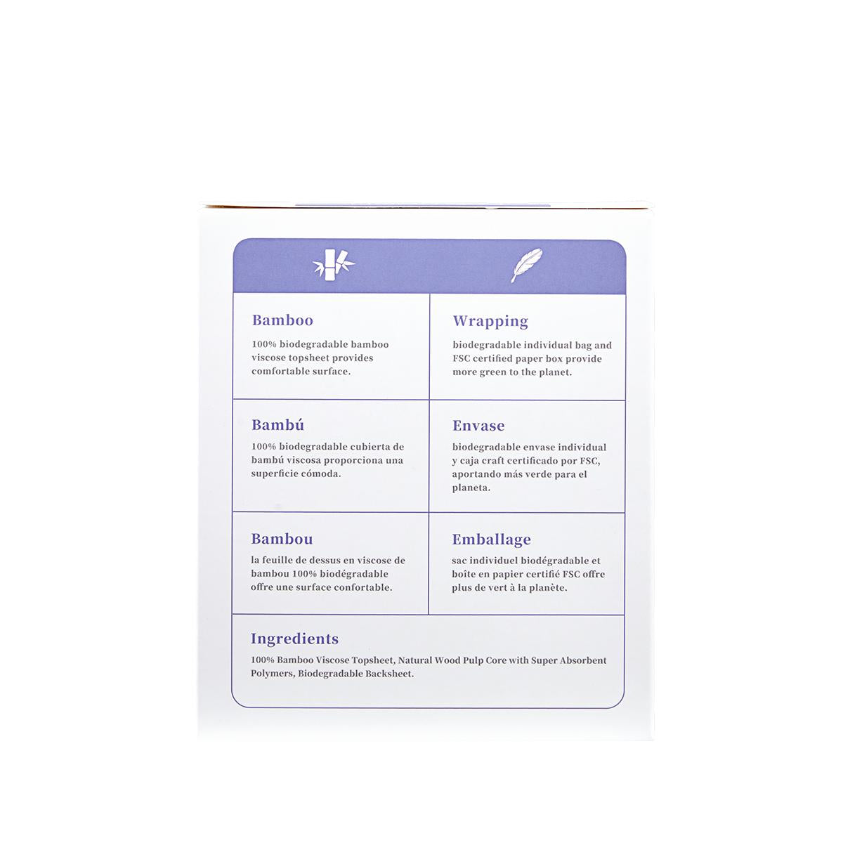 Almofadas de fibra de bambu biodegradáveis ​​Super Ecoboom, 8 unidades