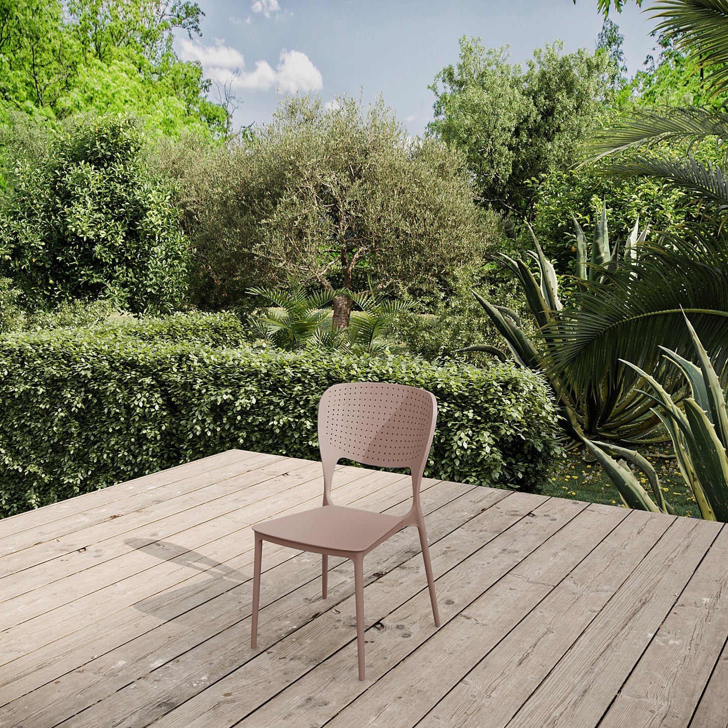 Lote De 4 Sillas Apilables De Polipropileno Kos Beige Putty - Muebles De Jardín - 46x51xh79.5cm_3