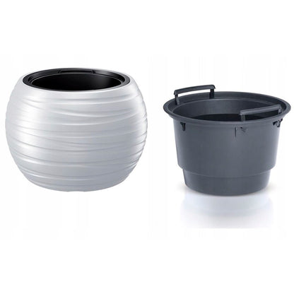 Maceta Redonda Con Deposito 36l Maze De Plastico En Color Blanco 43,6 (largo) X 43,6 (ancho) X 29,9 (altura) Cm_1