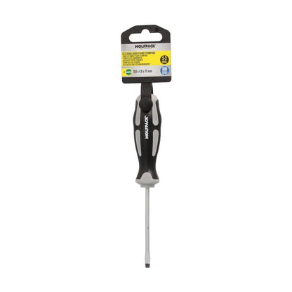 Destornillador Plano Estampado Acero S2 Mango Tpr Bimaterial. Medida 0,8 X Ø 4,0 X 75 Mm. Din5265_2