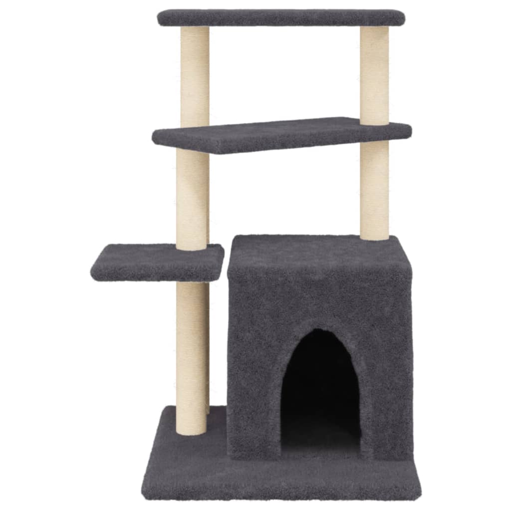 Rascador Para Gatos Con Postes De Sisal Gris Oscuro 83,5 Cm_3