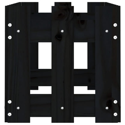 Arriate Elevado Jardín Con Valla Madera Pino Negro 100x30x30cm_5