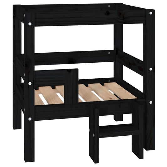 Vidaxl Cama Para Perros Madera Maciza De Pino Negro 55,5x53,5x60 Cm_0