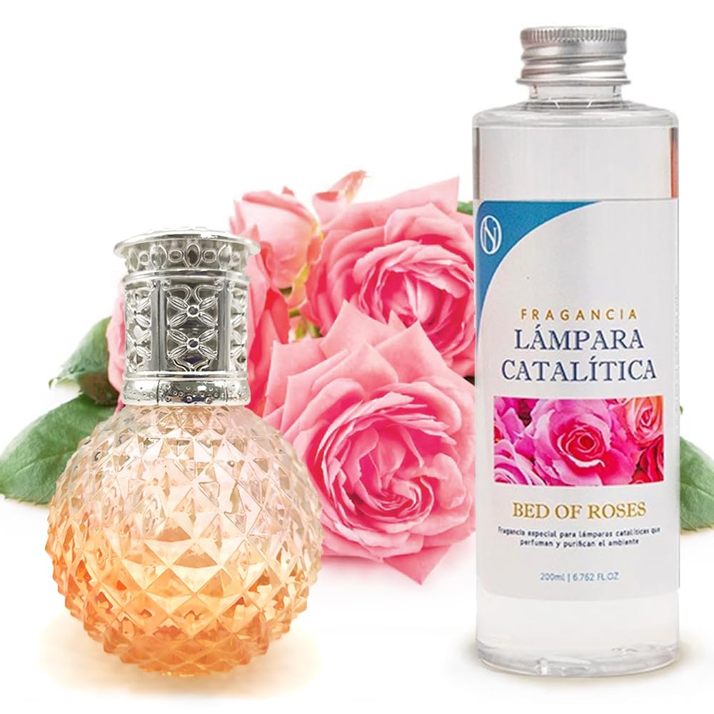 Lámpara Catalítica Orange Diamonds + Aroma Bed Of Roses 200ml - Elimina Malos Olores, Impurezas Y Perfuma_0