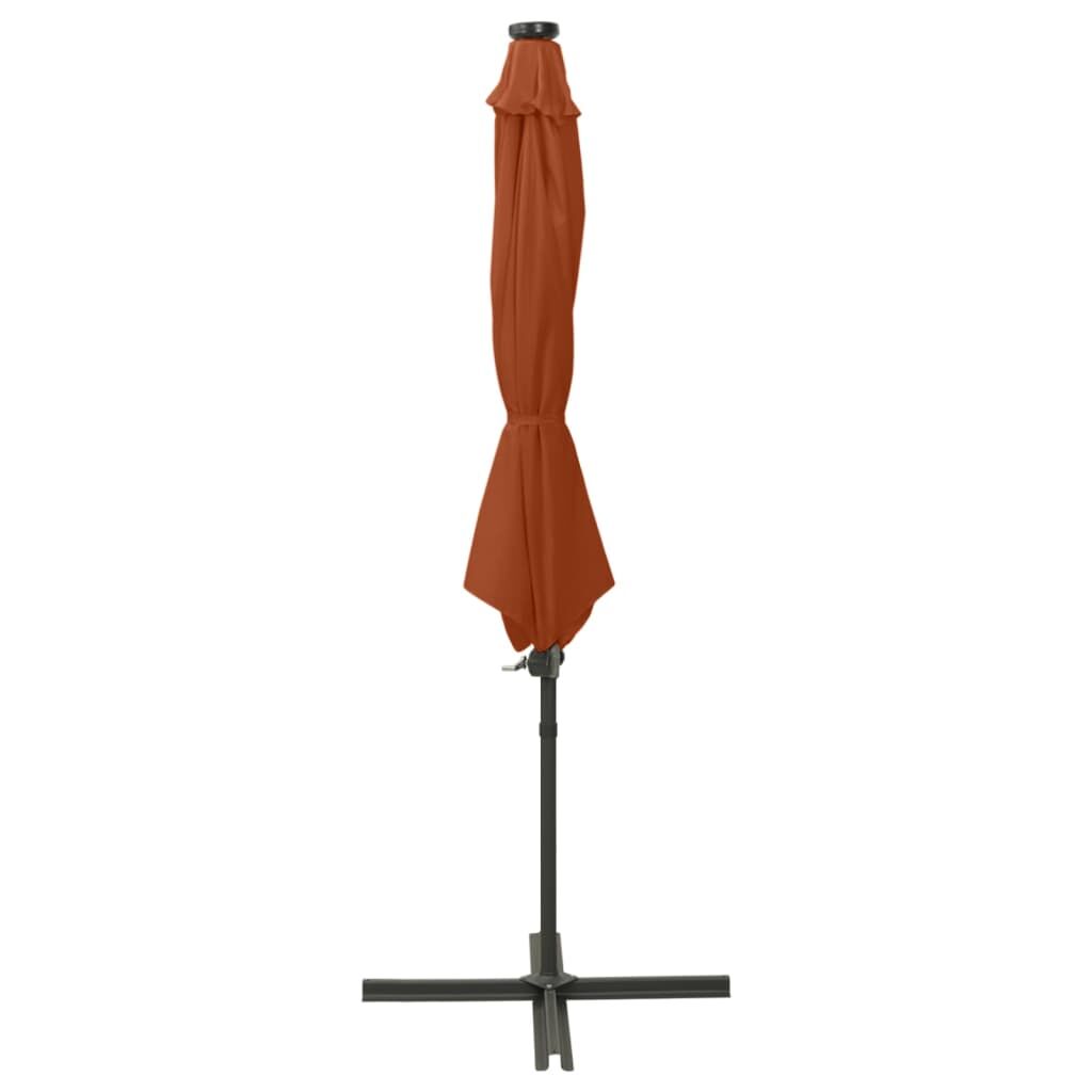 Vidaxl Sombrilla Jardín Voladiza Con Palo Y Luces Led Terracota 300 Cm_1
