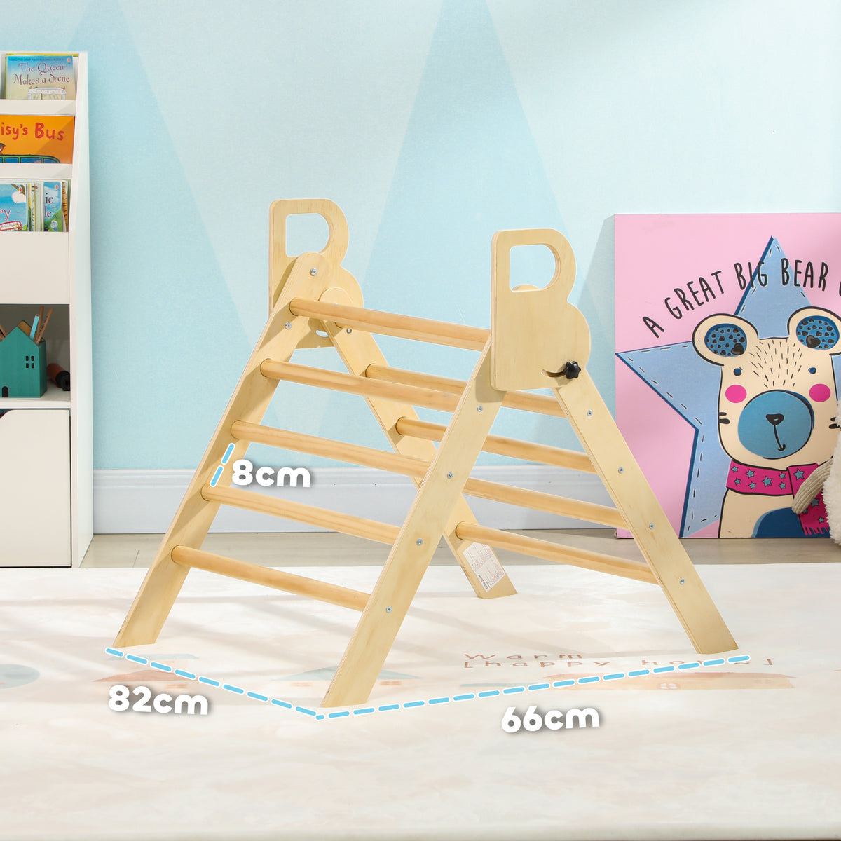 Escalador Para Niños Aiyaplay Tablero Multicapa De Pino Madera Natural 82x66x71 Cm_2