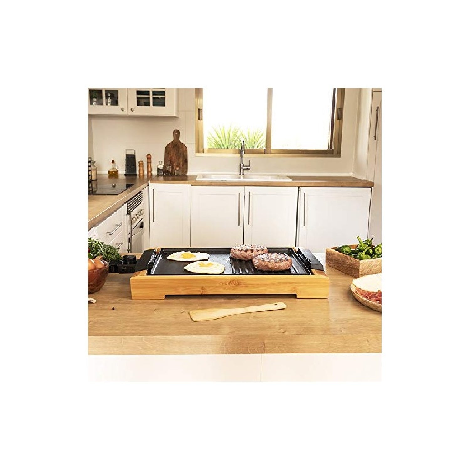 Cecotec Plancha Eléctrica Plancha De Cocina Tasty&grill 2000 Bamboo Black_1