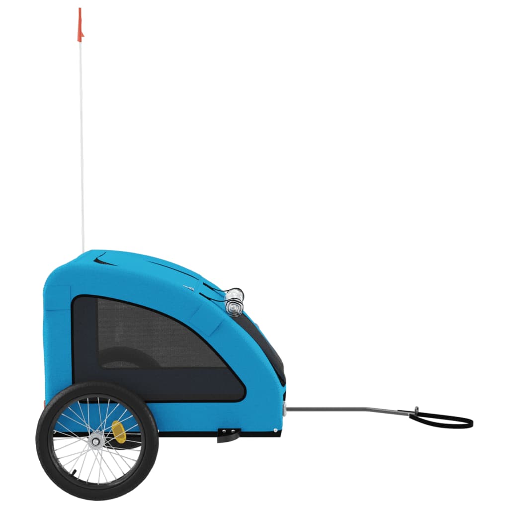 Remolque De Bicicleta Mascotas Hierro Tela Oxford Azul_5