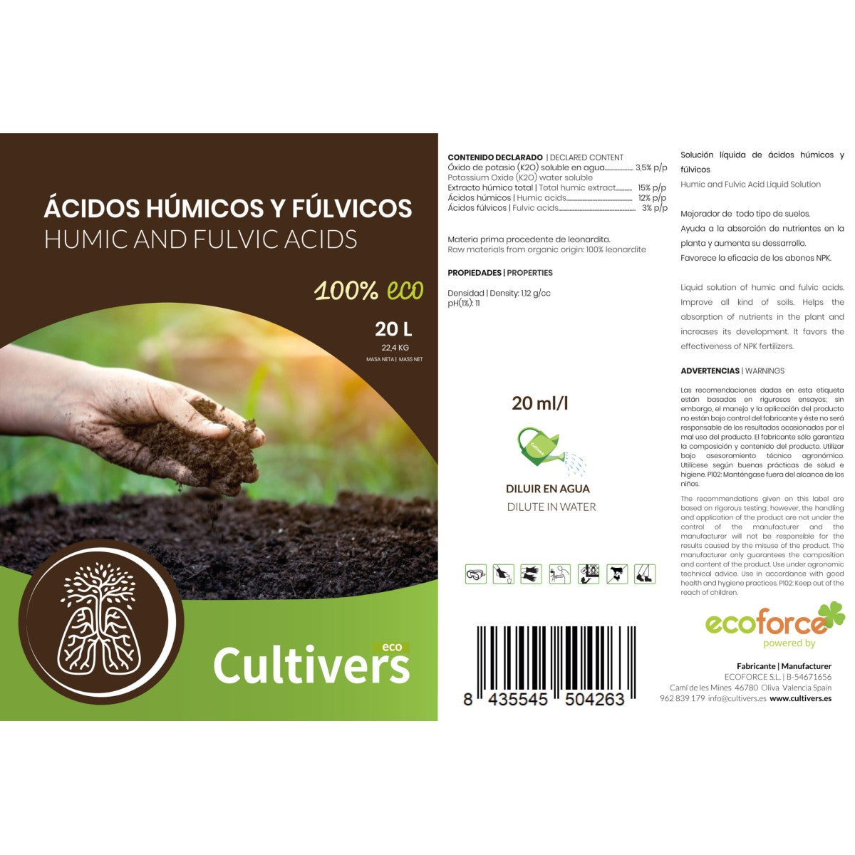 Ácidos Húmicos Líquido Cultivers 20 L_3