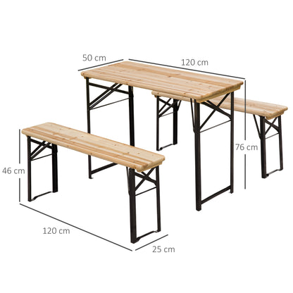 Outsunny Set De Mesa Y Bancos Plegables Para Picnic 120x50x76cm_2