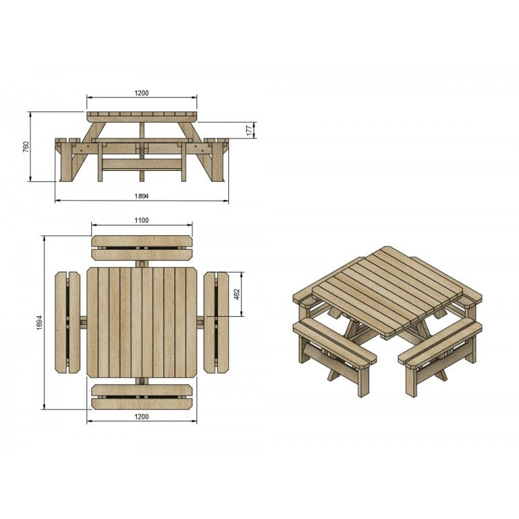 Mesa De Picnic Cuadrada Masgames Baltic._5
