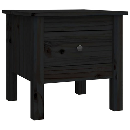 Mesa Auxiliar De Madera Maciza De Pino Negro 40x40x39 Cm_0