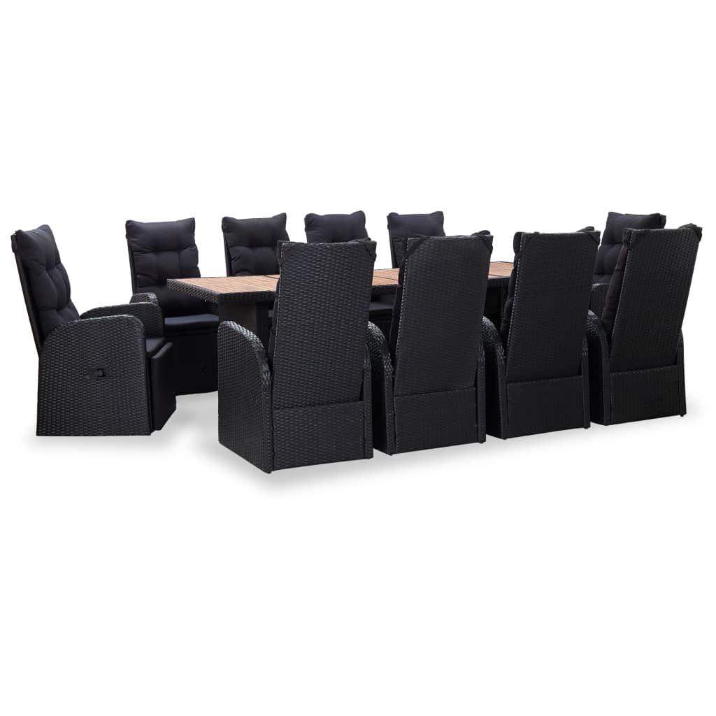 Vidaxl Set Comedor De Jardín 11 Pzas Ratán Sintético Y Madera Negro_0