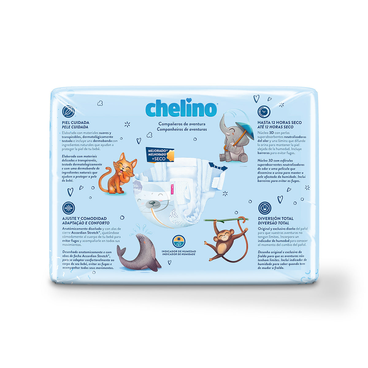 Pack 6 x Pañal T2 Recién Nacido (3-6Kg) 28 uds, Chelino