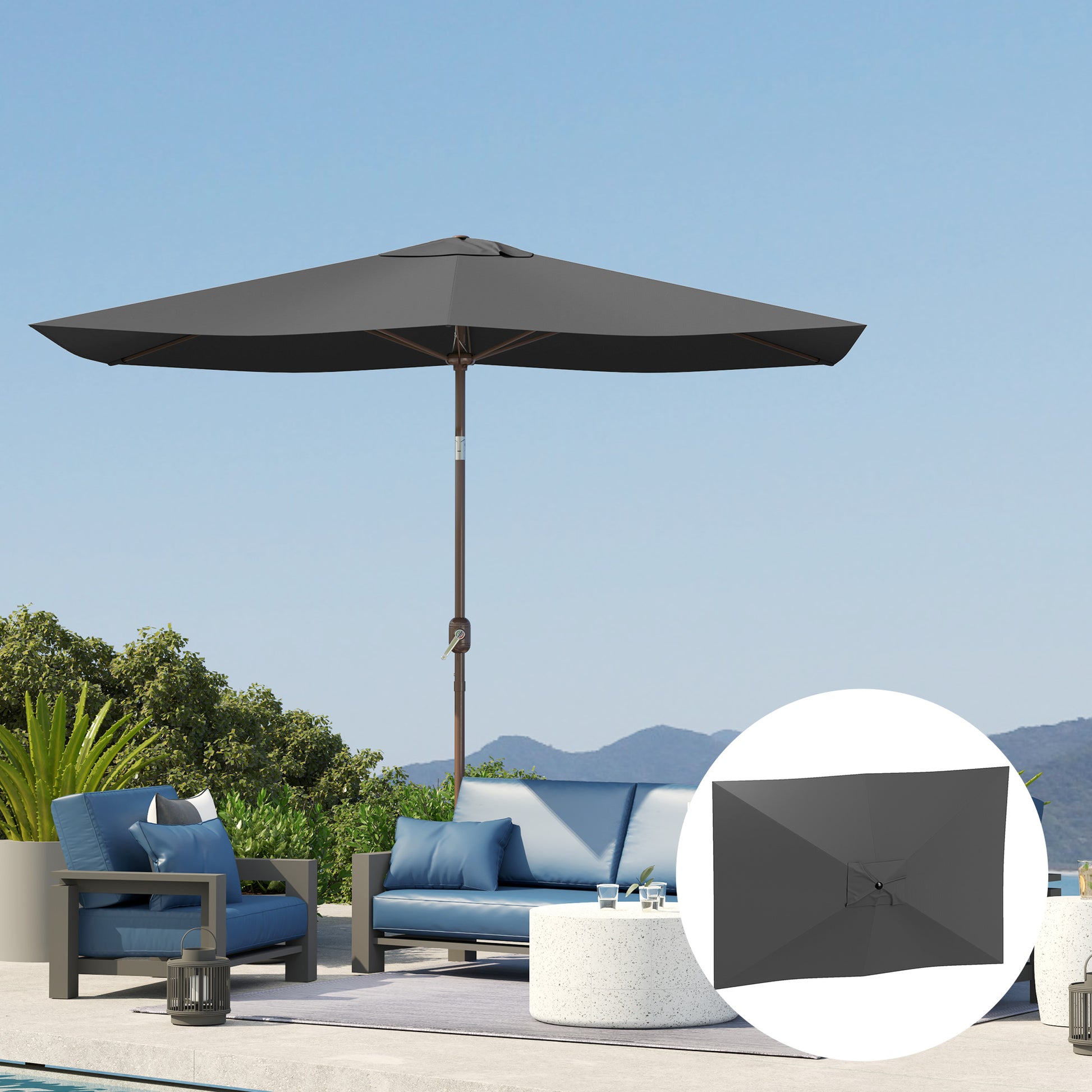 Outsunny Toldo De Recambio De Sombrilla De 3x2 M Con Ventilación Superior Gris_3