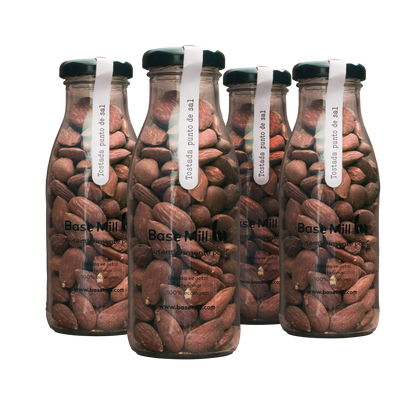 Pack Almendra Tostada Con Piel Y Sal Eco (4 Botellas 145g)._0