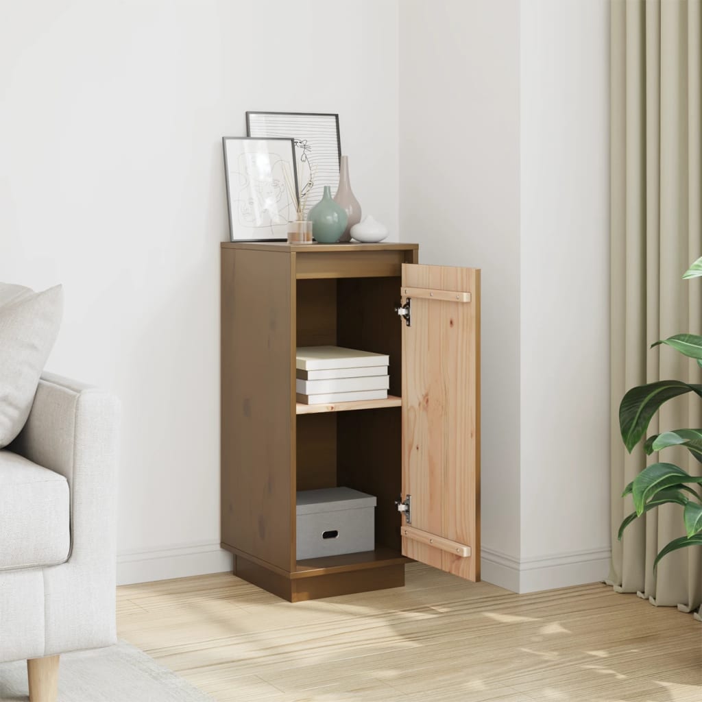 Aparador De Madera Maciza De Pino Marrón Miel 31,5x34x75 Cm / Vetonek_1