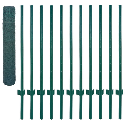 Valla De Malla De Alambre Con Postes De Acero 25x1 M Verde / Vetonek_1