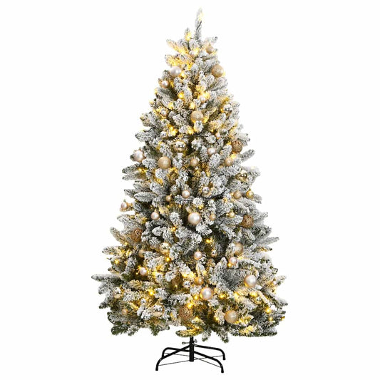 Vidaxl Árbol De Navidad Artificial Con Bisagras 300 Led Y Bolas 180 Cm_0