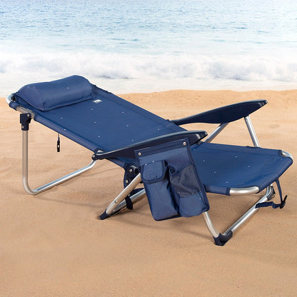 Silla De Playa Y Tumbona Baja Antivuelco 4 Posiciones Marino C/cojín Y Bolsillo Aktive_2