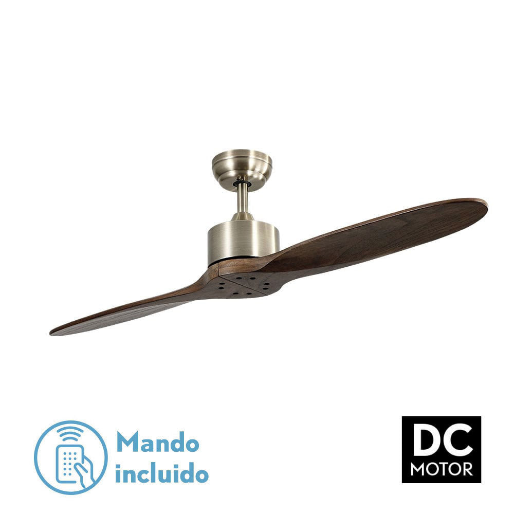 Ventilador Dc Leste Cuero 2 Aspas Roble Sin Luz 5 Velocidades Remoto Temporizador 132d_0