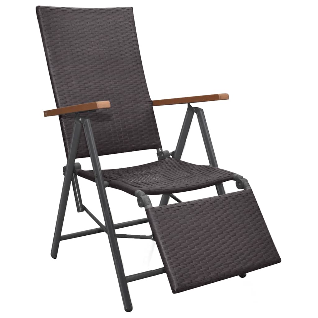 Tumbona Reclinable Ratán Sintético Marrón / Vetonek_3