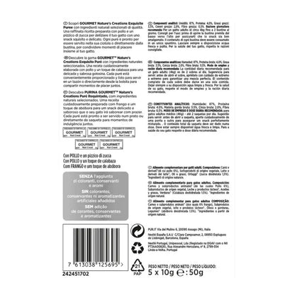 Embalagem de 11 x GOURMET Nature's Creations Exquisite Puree Snack Líquido com Frango e Abóbora 5x10g