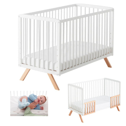 Cuna Colecho Convertible En Cama Nuru. Incluye El Kit De Barandillas Nature Para Convertirla En Cama_0