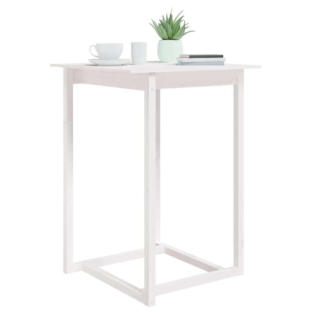 Mesa Alta De Bar Madera Maciza De Pino Blanca 80x80x110 Cm_3