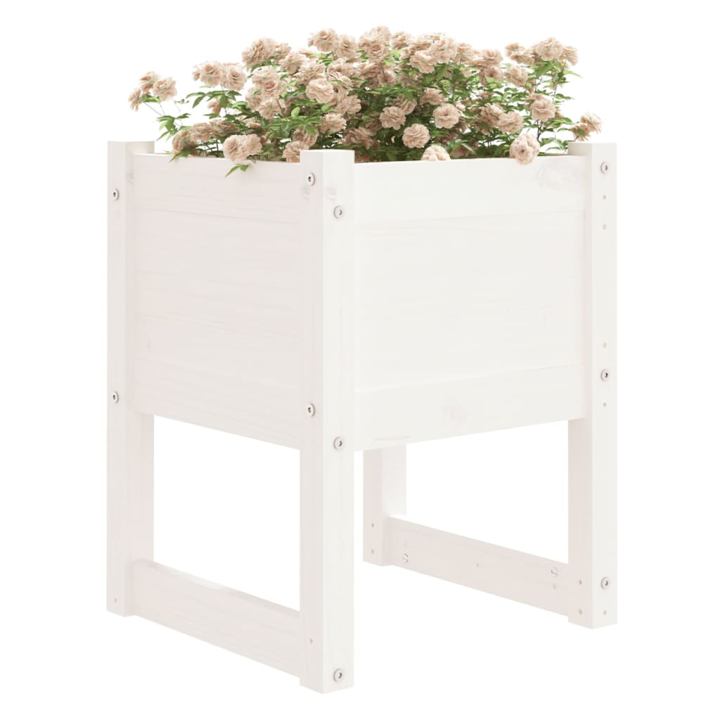 Jardinera 2 Unidades Madera Maciza De Pino Blanco 40x40x52,5 Cm_2