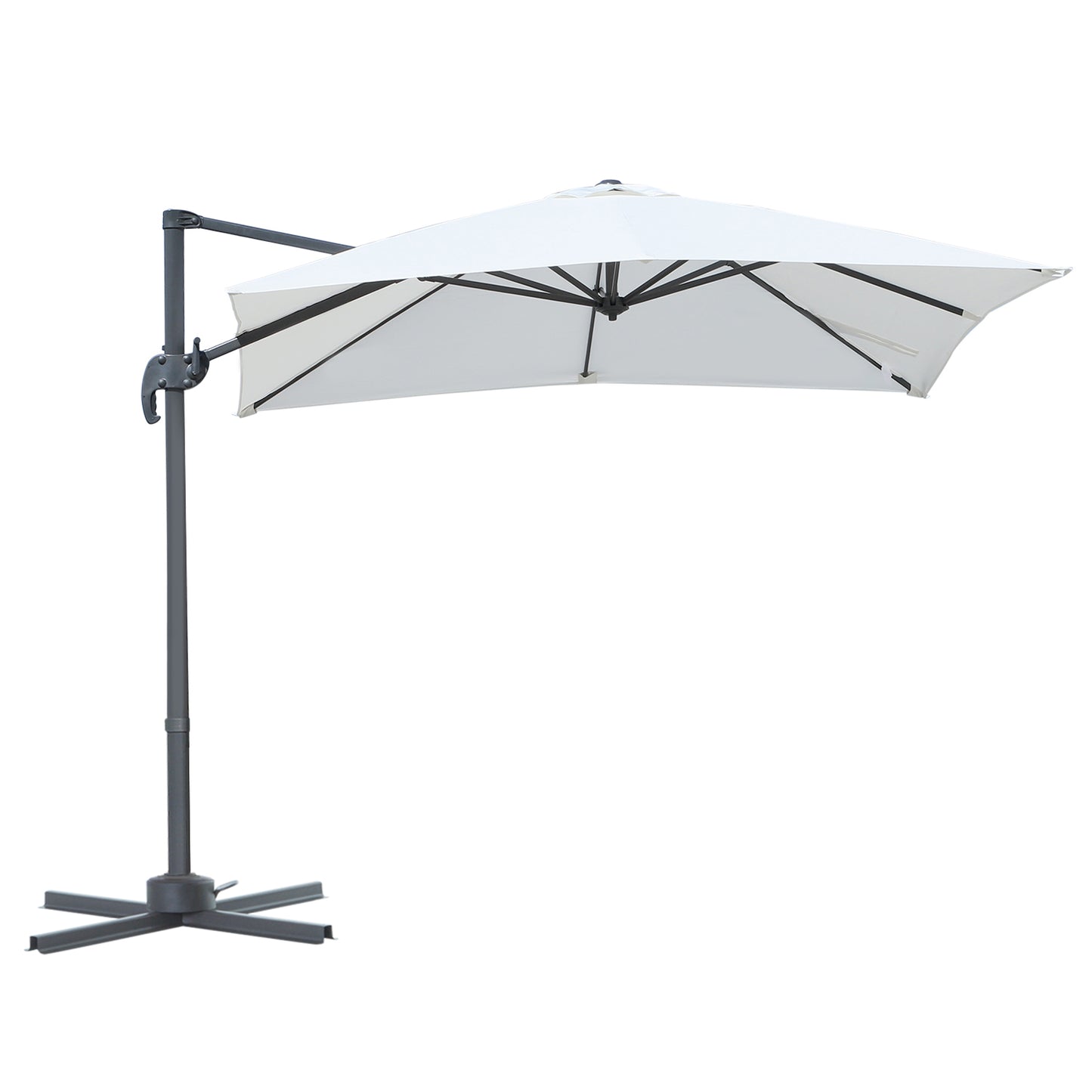Outsunny Sombrilla Aluminio Jardín Con Rotación 360° Inclinable 5 Niveles Beige_0
