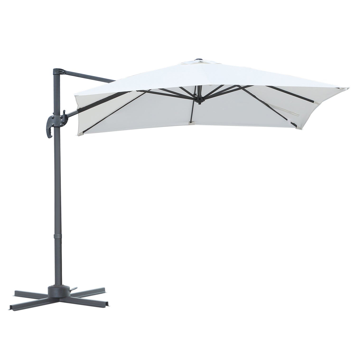 Outsunny Sombrilla Aluminio Jardín Con Rotación 360° Inclinable 5 Niveles Beige_0