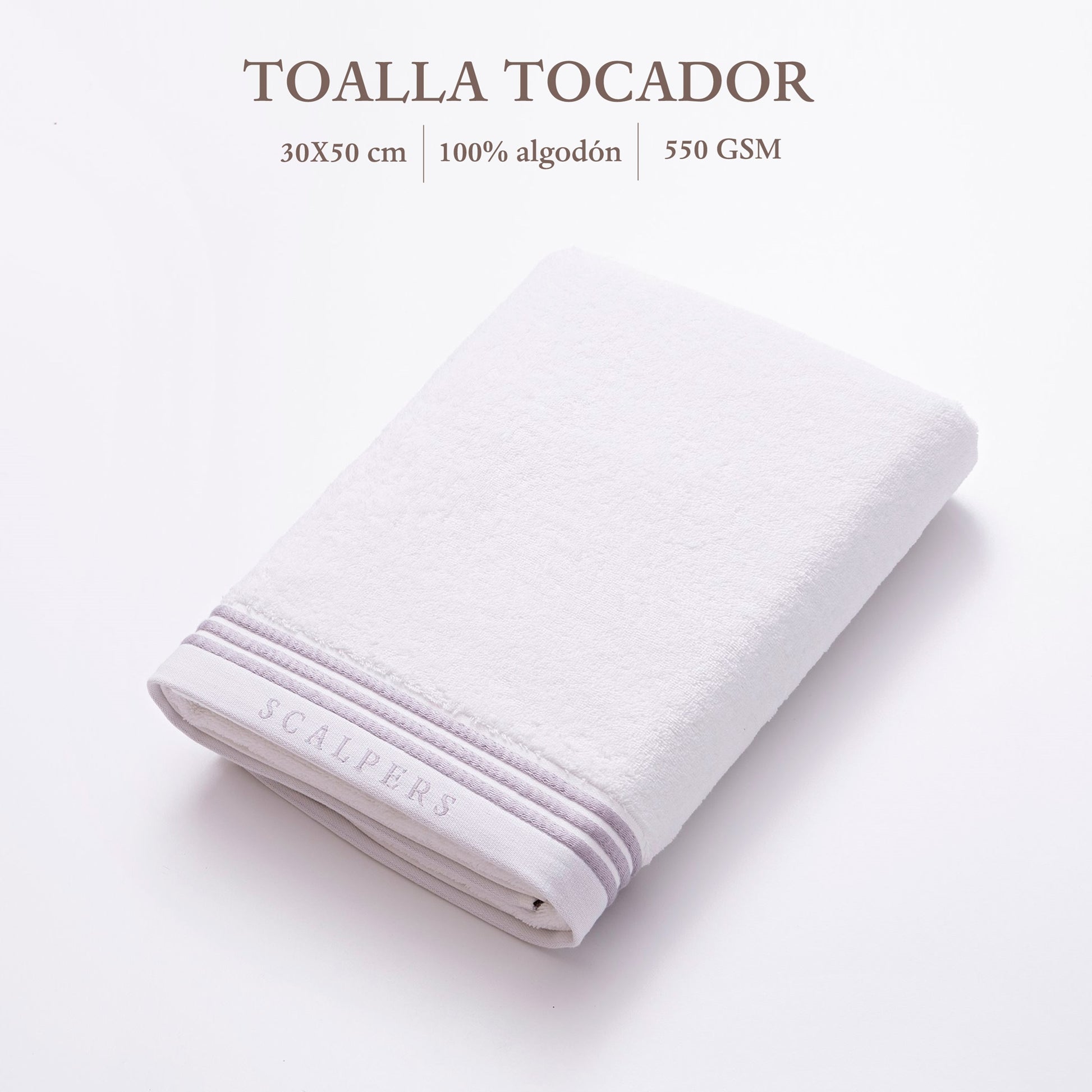 Toalla De Tocador 30x50cm En Algodón Blanco Con Rayas Scalpers Home_1