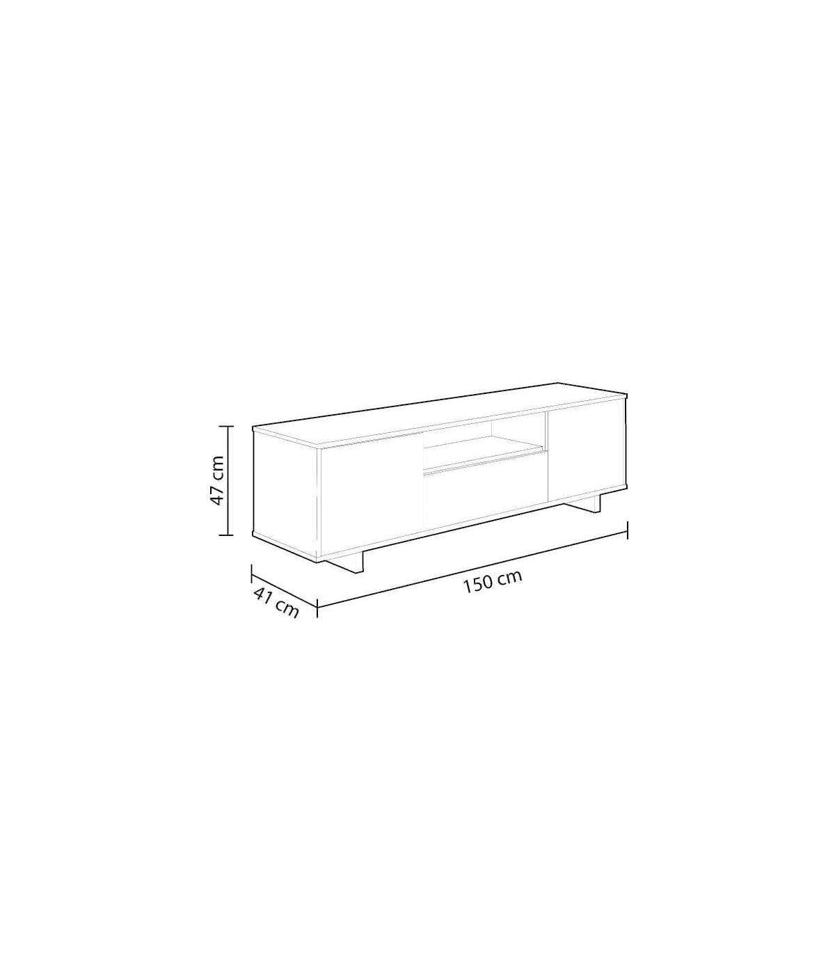 Modulo Bajo Television Zubia En Acabado Blanco/gris Ceniza 46 Cm(alto)150 Cm(ancho)41 Cm(largo)_3