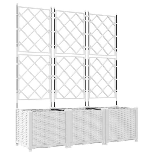 Macetero De Jardín 3 Uds. Blanco 120 X 40 X 143 Cm Pp_0