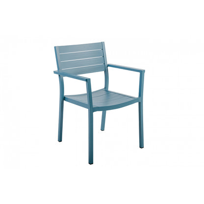Lote De 6 Sillas De Jardín Apilables De Aluminio Azul - Muebles De Jardín - 57x59x82cm_1