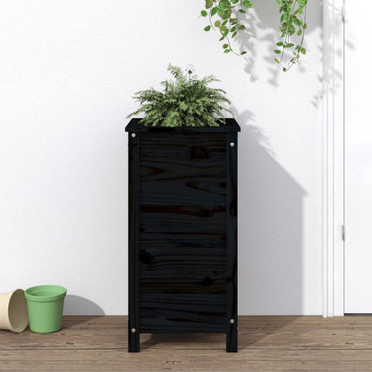 Jardinera Madera Maciza De Pino Negro 40x40x78 Cm_1