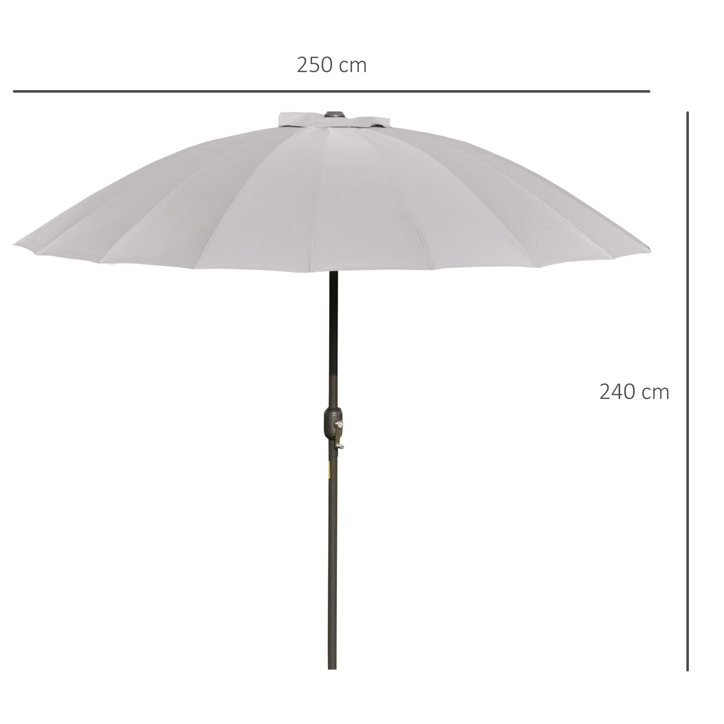 Outsunny Sombrilla De Jardín Ø2,5x2,4 M Con Manivela Y Poste Inclinable Gris_2