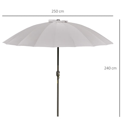 Outsunny Sombrilla De Jardín Ø2,5x2,4 M Con Manivela Y Poste Inclinable Gris_2