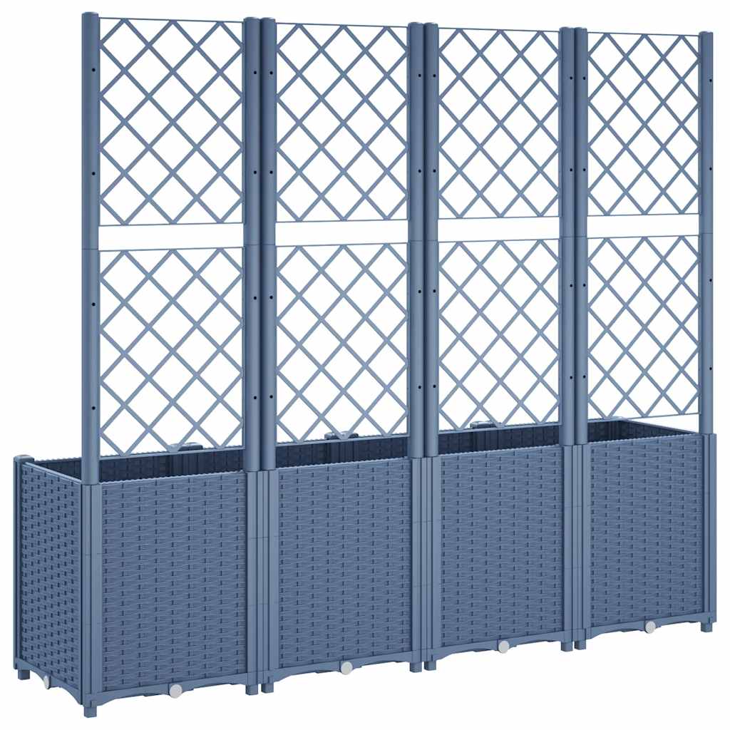 Jardinera Con Enrejado Pp Azul Gris 160x40x140 Cm_4